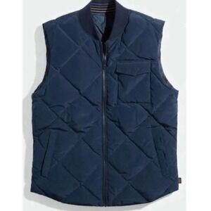 Marine Layer Light Weight Puffer Vest Reversible Packable Sky Captain Men's L
